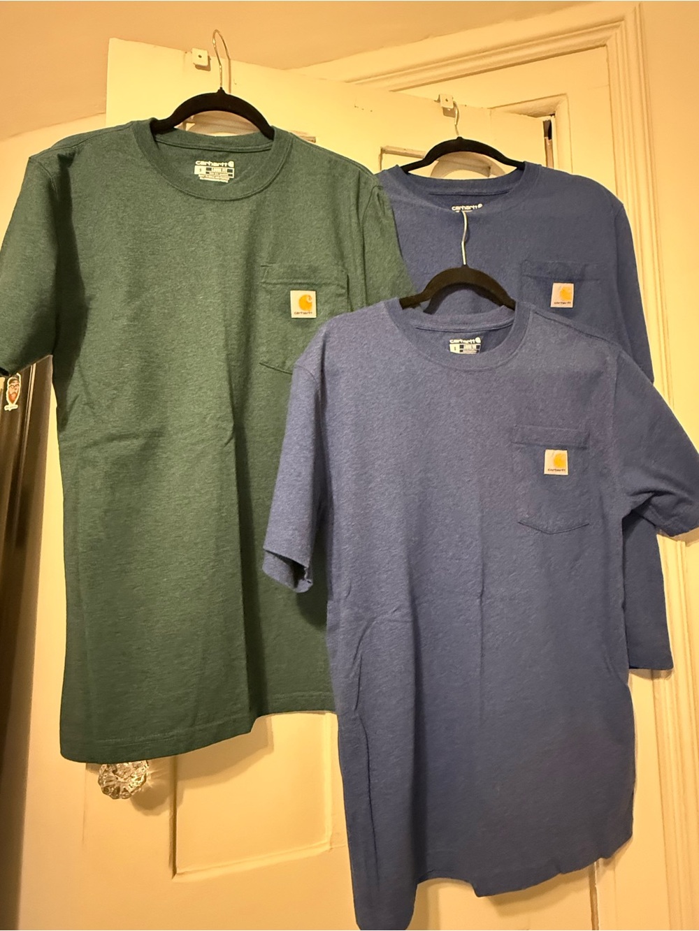 Carhartt Short-Sleeve Pocket Tees in Green and Blue - 3 Pack
